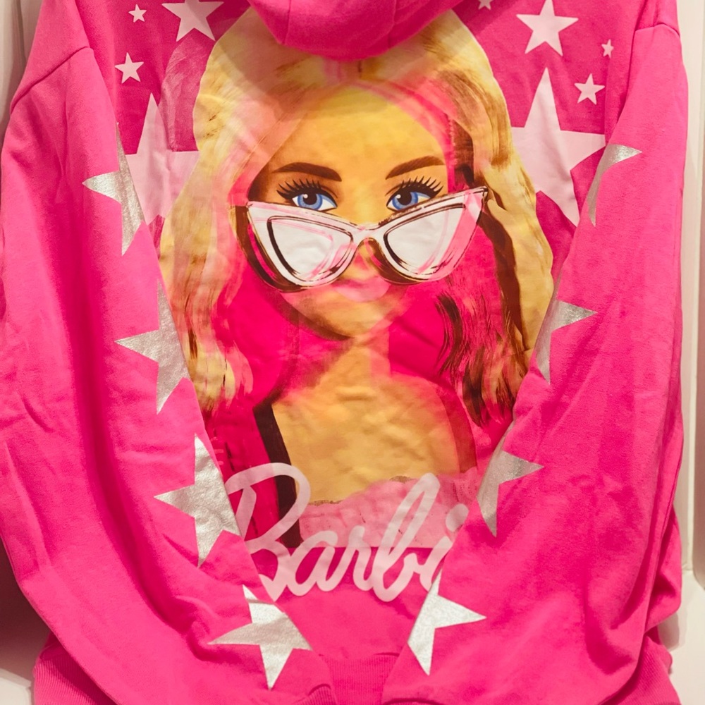 Hot Pink Superstar Barbie Zip up Hoodie Sweatshirt - Picture 5 of 6